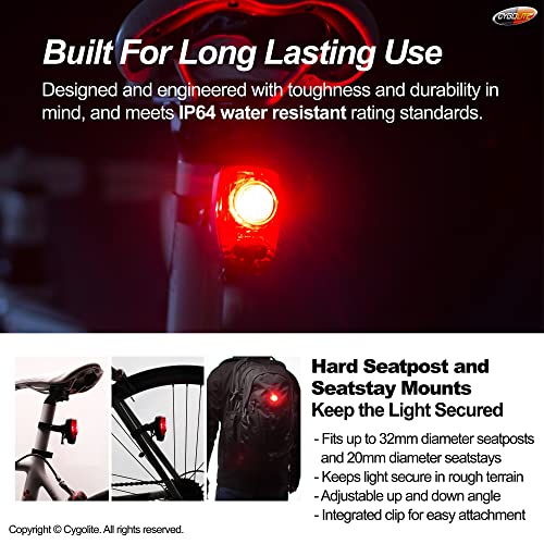 Cygolite Hotshot Bicycle Taillight 100 Lumens 6 Night & Day Modes USB Rechargeable