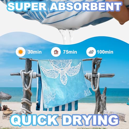 Beach Towels Oversized - 2 Pack 78'' X 35''(200 x 90 cm) Extra Large Beach Towels, 250 GSM Thicken Microfiber Sand Free Lightweight Quick Dry Beach Towel, Yoga Pool Gym Camping Travel Towel for Adults