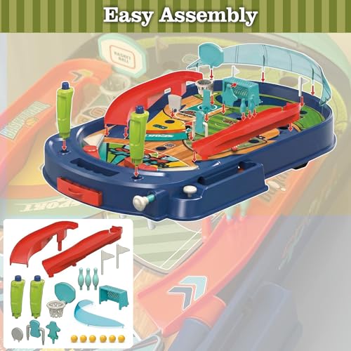 Kids Mini Pinball Machine Tabletop Arcade Game with Obstacles & Flippers