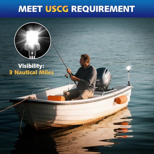 QLOOASEA 12 Inch Marine Stern Light Waterproof LED Navigation Boat Light - White, IP67, 3NM USCG Compliant