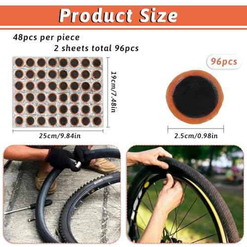Mozeat Lens 96Pcs Rubber Bike Tire Patches Not Self-Adhesive Rubber Patch Motor Bicycle Bike Tyre Tire Inner Tube Puncture Rubber Patches Repair Kit