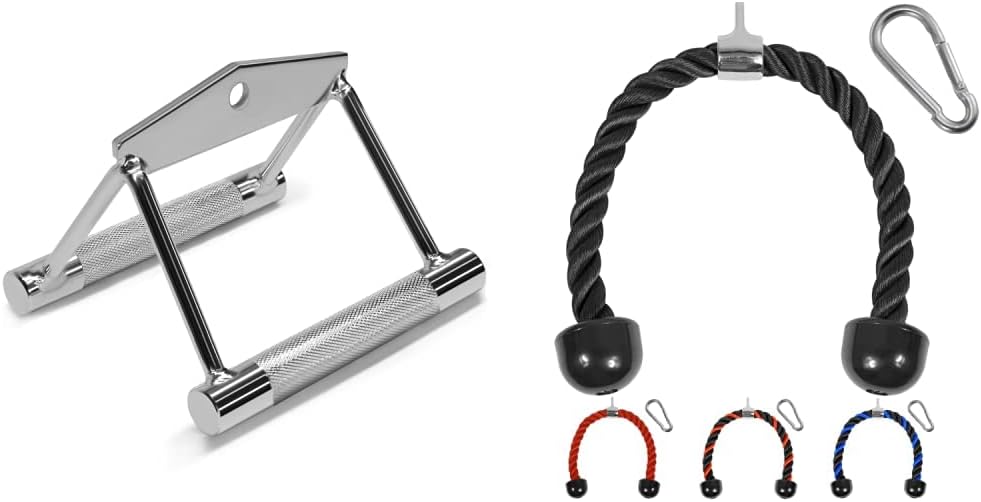 Yes4All Double D Row Handle Cable Attachment for Weight Workout, Cable Machine Accessories for Home Gym, LAT Pull Down V Bar with Capacity Up to 880LBS
