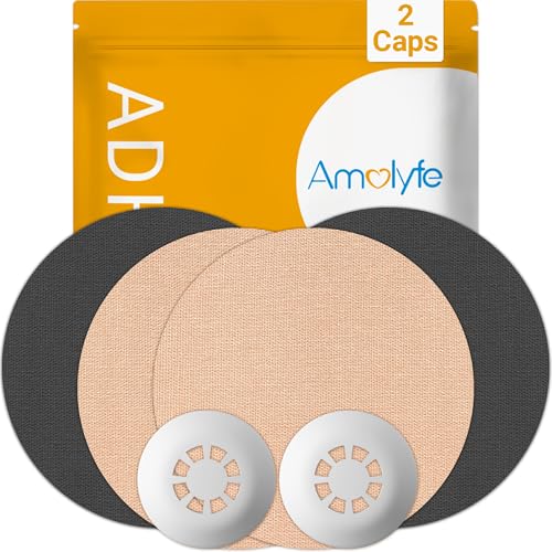 Libre 3 Sensor Covers Waterproof, Amolyfe Trial Pack - 2 BumpProof Hard Caps for Freestyle Libre 3 Plus Covers, 4 Pack Breathable Latex Free Glucose Sensor Medical CGM Adhesive Patches (Trial Pack)