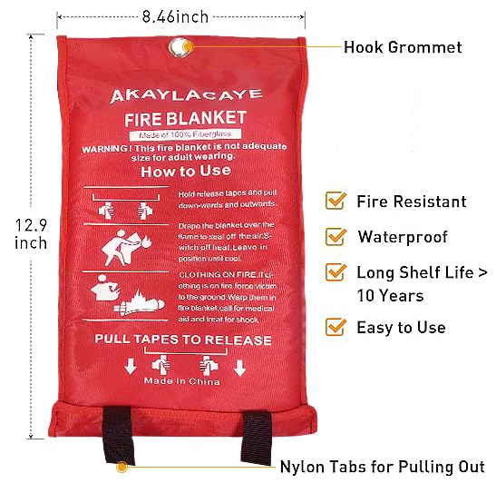 AKAYLACAYE Prepared Hero Emergency Fire Blanket - Fiberglass Blankets Fire Survival Suspension Flames Retardant Extinguisher Great for BBQ Stove Car Garage Office Camping Caravan Safety (4Pcs)