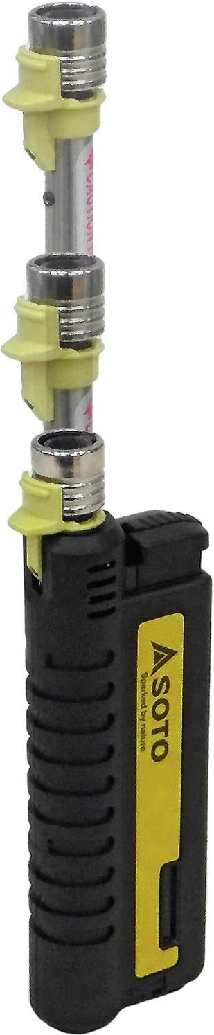 SOTO Pocket Torch - Refillable Extended Torch Lighter with Telescoping Burner Head, Electronic Ignition, Strong Wind-Resistant Butane Lighter for Candles, Grill, BBQ, Camping, Shipped Empty