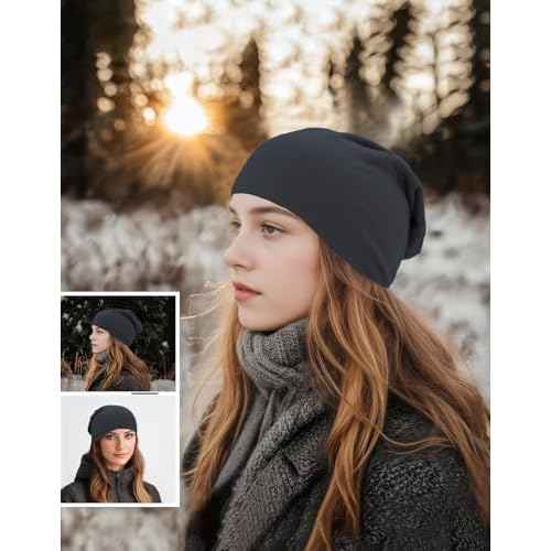 JHYWELL Cotton Beanie Hat Jersey Soft Skull Caps Lightweight Sleep Cap Running Beanies Light Weight Chemo Hat for Men & Women