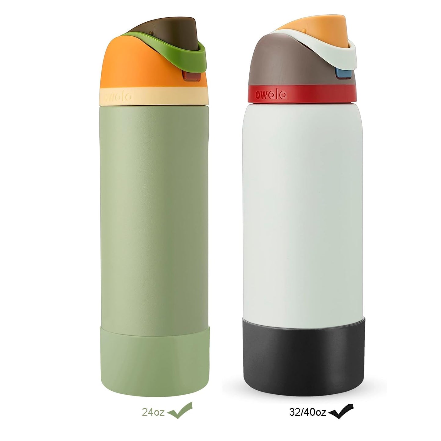 Silicone Boot for Owala Water Bottle 32 oz, Anti-Slip Protective Sleeve for FreeSip/Twist/Flip Water Bottles, BPA Free, Bottom Bumper Cover Protects water bottles from scratches (White, 32oz)