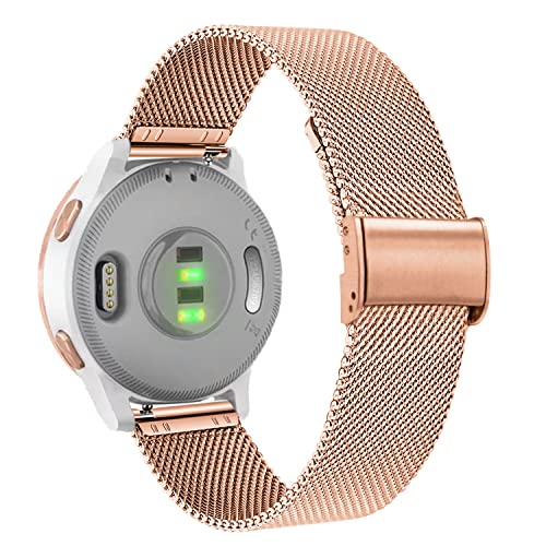 Abanen Rose Gold Stainless Steel Mesh Watch Band for Garmin Venu 2S & Venu 3S