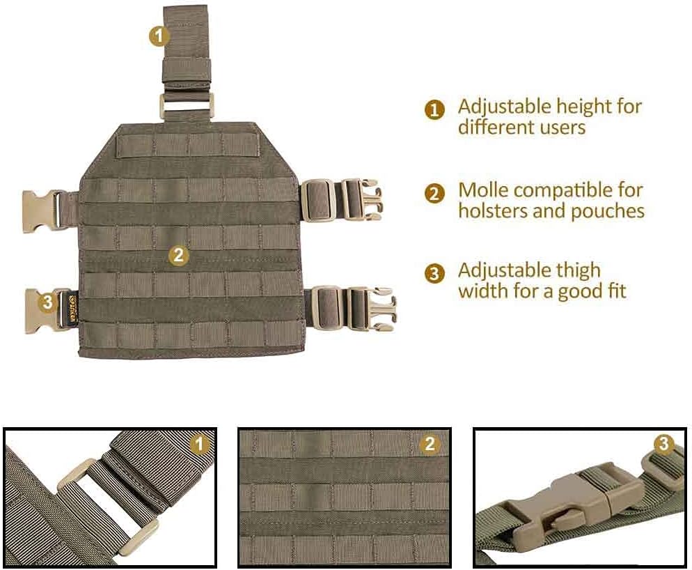 EXCELLENT ELITE SPANKER Tactical MOLLE Drop Leg Platform Universal Drop Leg Panel with Adjustable Belt & Thigh Straps