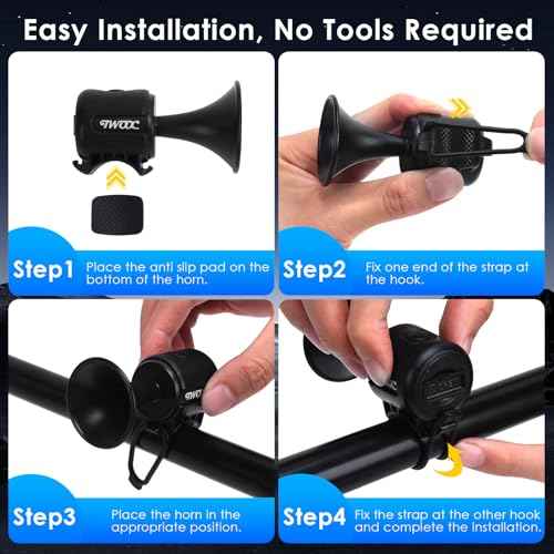 Scooter Horn,120DB Loud Scooter Horn Powered by 3V Celll Battery, Applies to 22.2-32mm Handlebars, Suitable for Scooters and Bikes, Bike Horn for Adults, Scooter Bell, Electric Scooter Accessories
