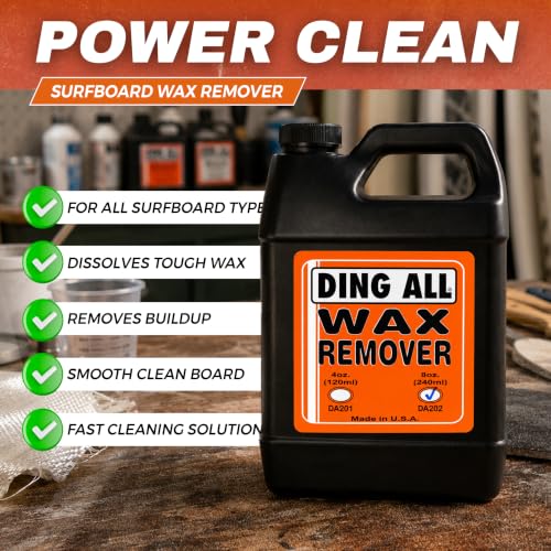 Ding All Scented Liquid Surfboard Wax Remover 8 oz - Easy Wax Removal for Surfboards - Cherry Scented