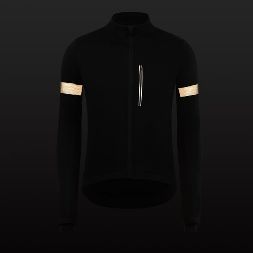 RISESBIK Men's Cycling Jacket Winter Cycling Clothing Windproof Waterproof Thermal Softshell Bike Windbreaker Zipper Pockets (Black, L)