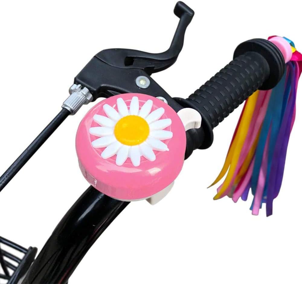 Kids Bike Bell & Streamers Set | 1 Bell & 2 Colorful Streamers | Pink, Red, Blue