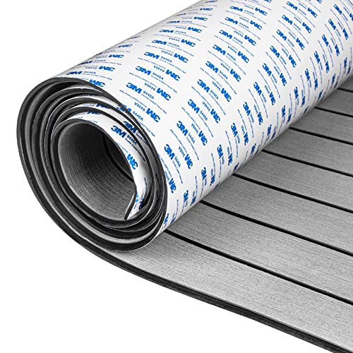 Gray Boat Flooring EVA Foam Decking Sheet 96"x16.8" with Non-Slip 3M Adhesive