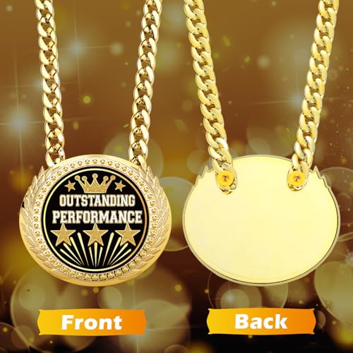 Large Gold Award Medal 6" Trophy with Chain - Outstanding Performance Variation
