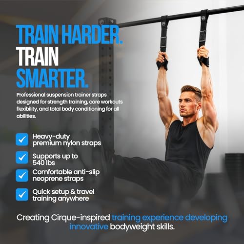 Premium Nylon Suspension Trainer Straps for Full Body Workout, Support 540lbs
