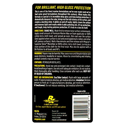 Marine Wax for Boats - Long-Lasting Protection & Deep Shine 16oz