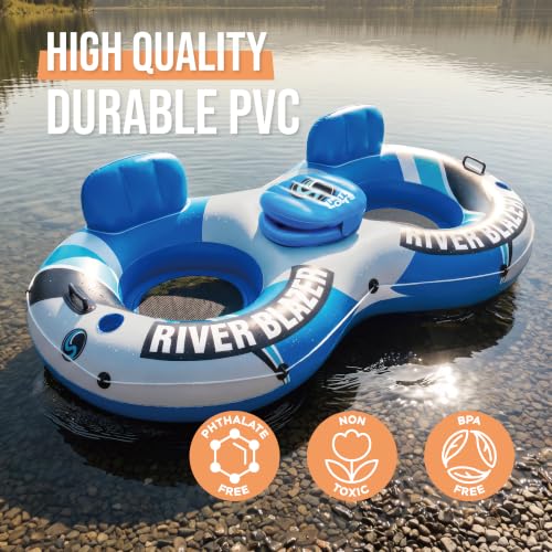 Sunlite Sports Inflatable River Tube Float with Cooler & Cup Holders - River Blazer Cooler Duo