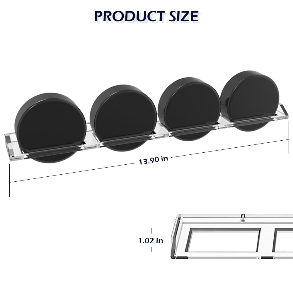 FEYRUN Clear Hockey Pucks Wall Display for 4 Pucks, Premium Acrylic Showcase for Autographed Souvenir Memorabilia