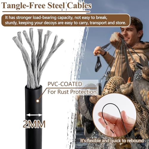 12 Pack 4oz Duck Decoy Weights Tangle-Free Steel Cable Rig Anchors for Waterfowl Hunting