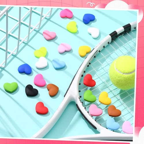 Heart Shaped Tennis Vibration Dampeners 24 Pack - Colorful Racket Accessories
