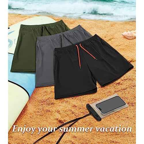 Fasker Mens Swim Trunks with Compression Liner 7" Inseam Quick Dry Bathing Suit Beach Shorts Swimming Trunks with Pockets