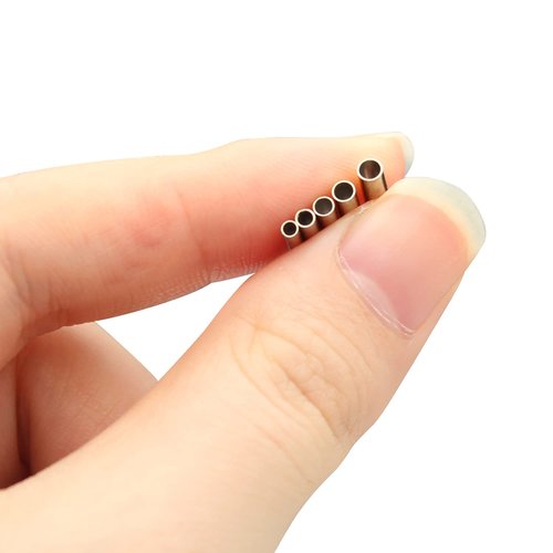 Lilureena 500pcs Single Copper Barrel Crimp Sleeves Kit, Tube for Fishing Line Leader Rigging Tackle 5 Sizes Single Tube for Fishing Leader Wire Rope