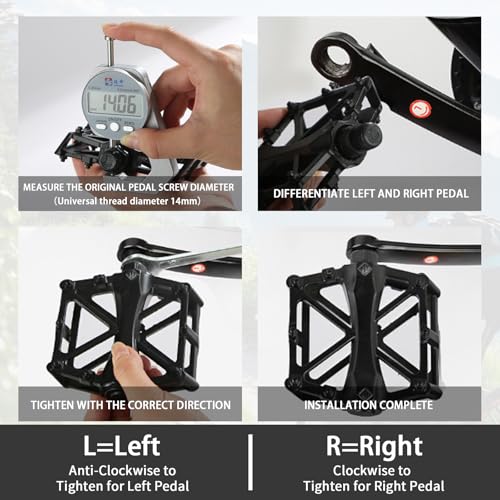 Lightweight Aluminum Mountain Bike Pedals 9/16" Waterproof Sealed Bearings - 2PCS