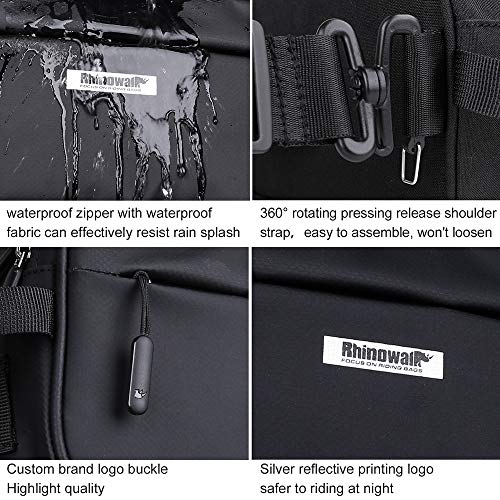 Rhinowalk Bike Handlebar Bag Black Waterproof Cycling Front Bag with Shoulder Strap
