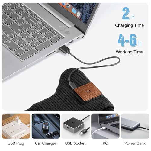 Wireless Beanie Hat with Bluetooth, Rechargeable Headphone Beanie Cap, Windproof Winter Knit Cap, Crystal Clear Hands-Free Calling, Immersive Music Playback, All-Day Comfort