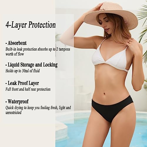 Leoparts Leakproof Low Rise Bikini Bottoms for Teen Girls & Women - Small / Black