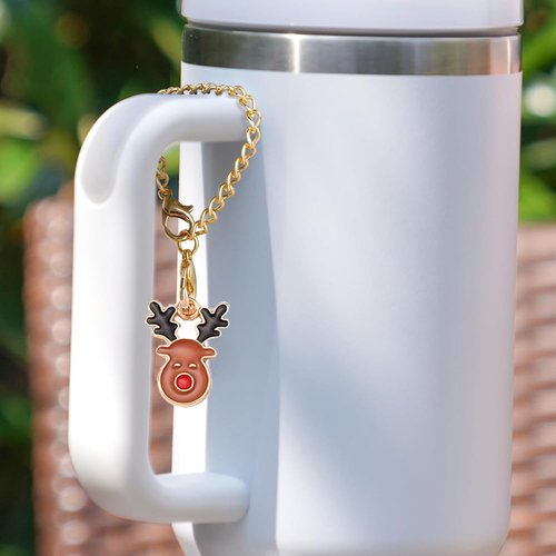 LUOTIVON 4PCS Christmas Charm Accessories for Stanley Cup, XMAS Keychain Handle Charm for Stanley Tumbler