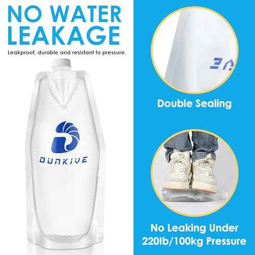 Filter Collapsible Water Bottles, 1L Canteens (32oz), Foldable Water Container for Traveling, Hiking, Camping, Backpacking - Lightweight, Reusable, Clear Design(4 Pack)