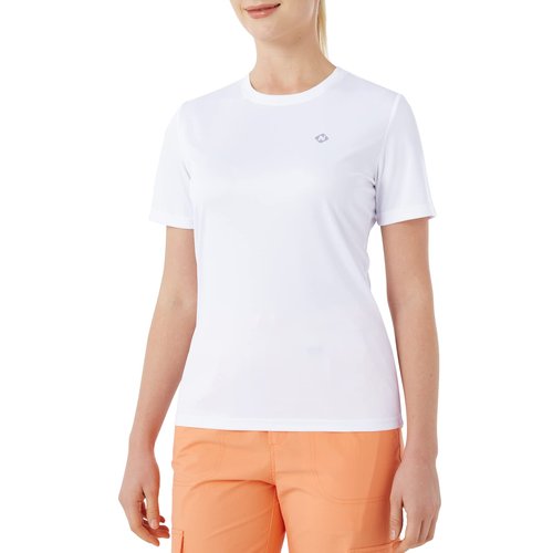 NAVISKIN Women's Quick Dry Rash Guard Shirts UPF 50+ Sun Protection Short Sleeve Shirts White Size XL