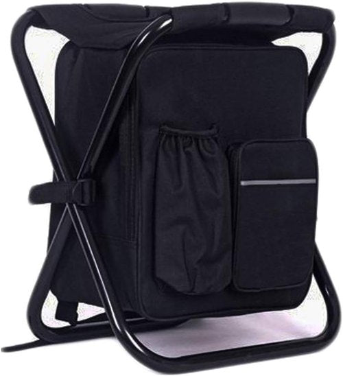 HANERDUN 3 in 1 Backpack Stool Cooler Chair, Foldable Camping Fishing Stool, Portable Backpack Chair for Outdoor Hiking Walking,Black