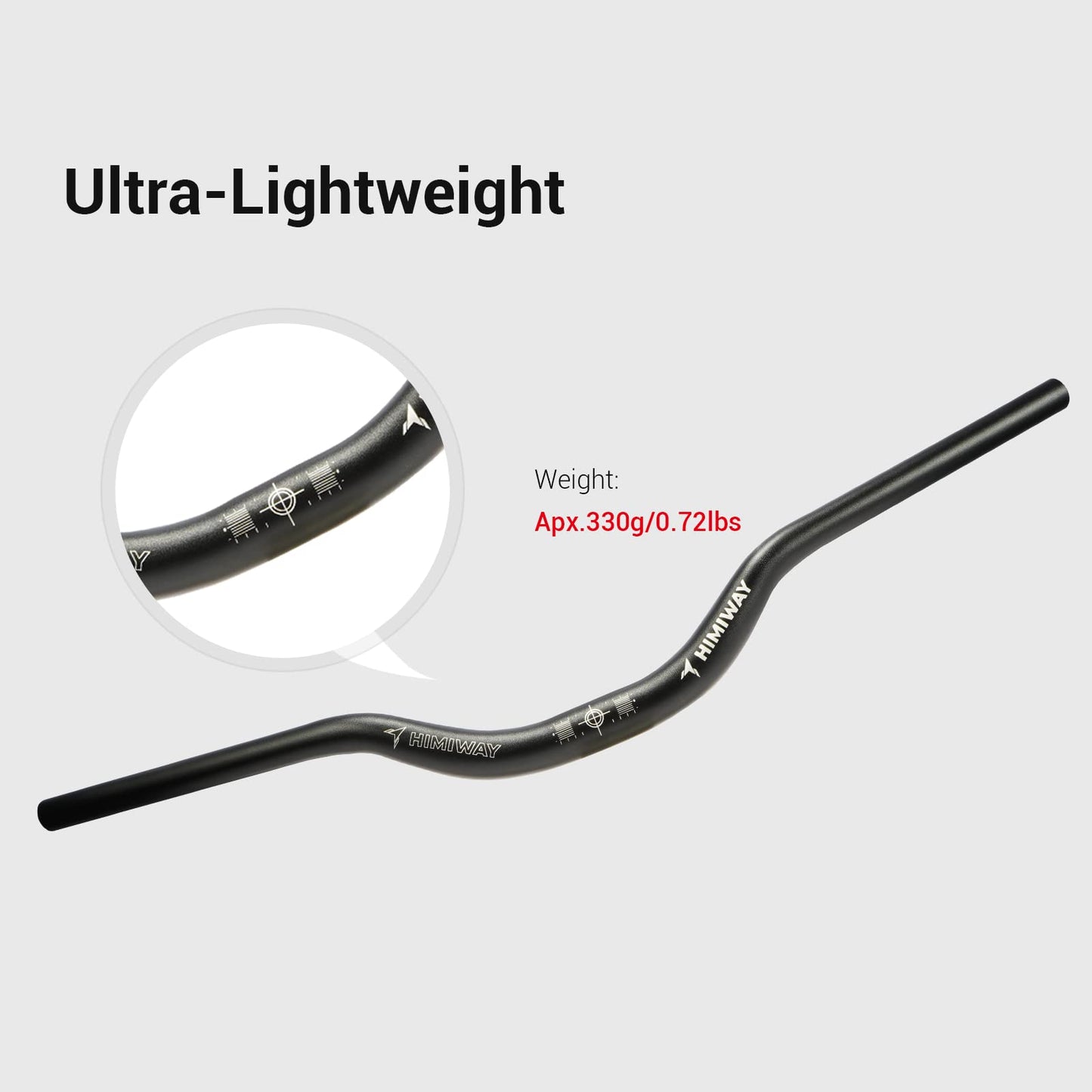Himiway Mountain Bike Handlebars, Aluminum Alloy Riser Handlebar Mid Rise 50mm Diameter 31.8mm Length 720mm Extra Long Black Bicycle Handlebar for MTB, Road Bikes