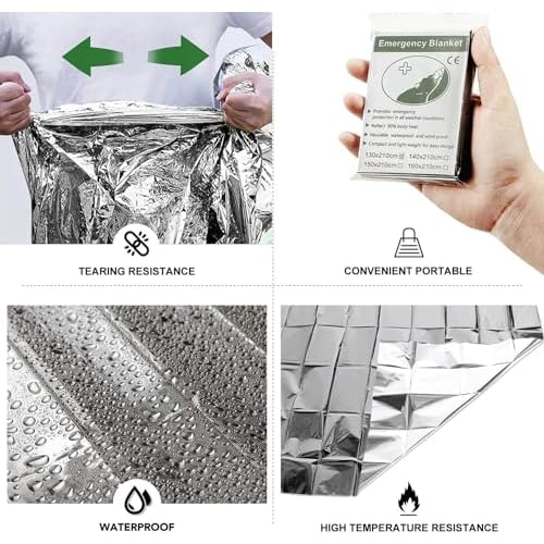 Emergency Foil Thermal Blanket (Pack of 25), 210 x 160 cm (82" x 63") Emergency shelter Survival Reflective Blankets Perfect for Outdoors, Hiking, Survival, Marathons or First Aid