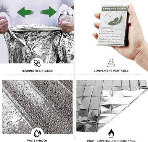 Emergency Foil Blanket 100 Pack Reflective Survival Mylar Blankets - Silver