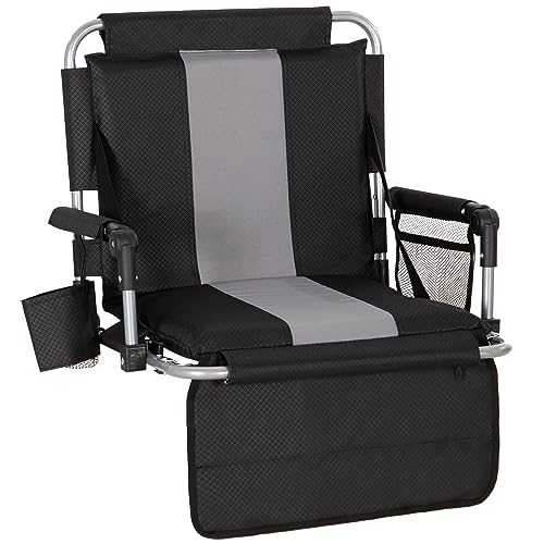Portable Stadium Bleacher Chair Folding Seat Black Grey - Lightweight & Padded