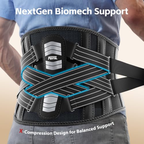 FEATOL XX-Large Back Brace for Lower Back Pain Men Women Dual-Side Spine Pad Belt