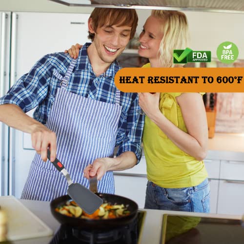 Silicone Spatula Turner Set of 2 - Heat Resistant Up to 600°F for Nonstick Cookware