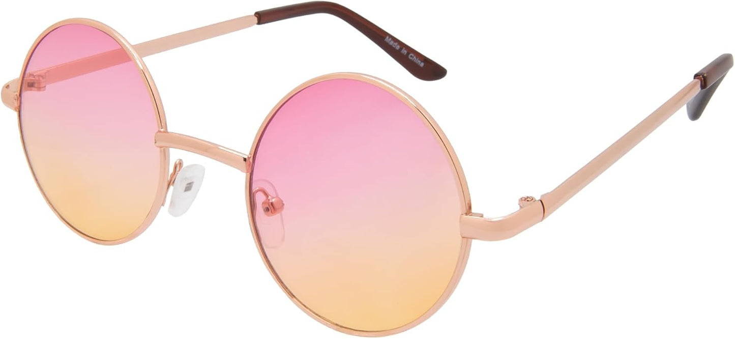 OWL Round Sunglasses Metal Frame Hippie Sunglasses UV400 Polycarbonate Circle Lens John Lennon Sunglasses for Men Women