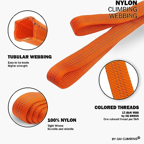 Orange 30ft Nylon Climbing Webbing Tape - Heavy Duty, UIAA Certified