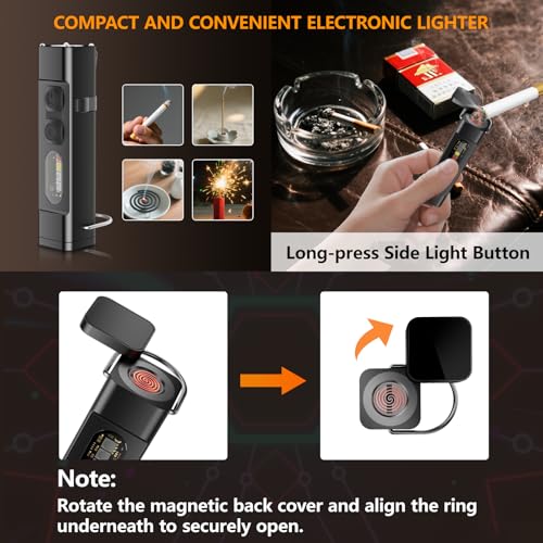 SKYFIRE 2-Pack Rechargeable Magnetic LED Flashlights with Electric Lighter - SF-2178 Black