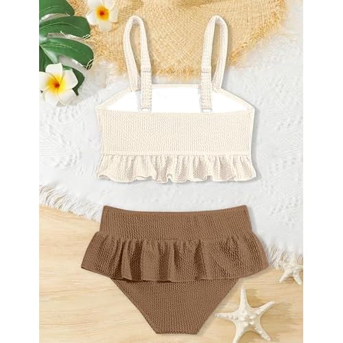 Migu Girls Swimsuits with Ruffled Hem Cute Bikini 2 Piece Bathing Suits for Girls Swimwear