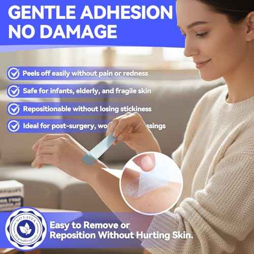 FRESINIDER Silicone Medical Tape ? 1" x 5 Yard Blue 1 Roll, Pre-Cut, Waterproof & Repositionable, Pain-Free Removal, Hypoallergenic Adhesive for Sensitive Skin, Wound Care & First Aid Use