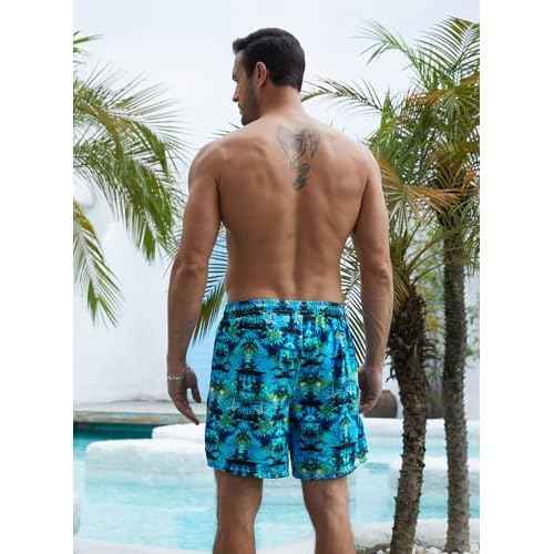 XiaoMoSha Mens Swim Trunks with Compression Liner 7" Quick Dry Board Shorts Bathing Suit with Pockets Swimwear Swimsuit S-2XL
