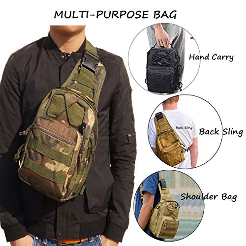 Jungle Camouflage Tactical Shoulder Sling Bag for Outdoor Travel & Hiking