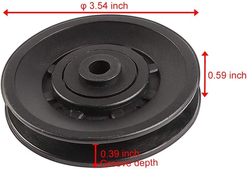 90mm(3.54inch) Universal Bearing Pulley Wheel for Cable Machine Gym Equipment Part Garage Door (2 PCS)
