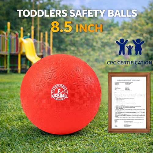 8.5 Inch Kickball Set - Multicolor Dodgeballs 6 Pack for Kids & Outdoor Play
